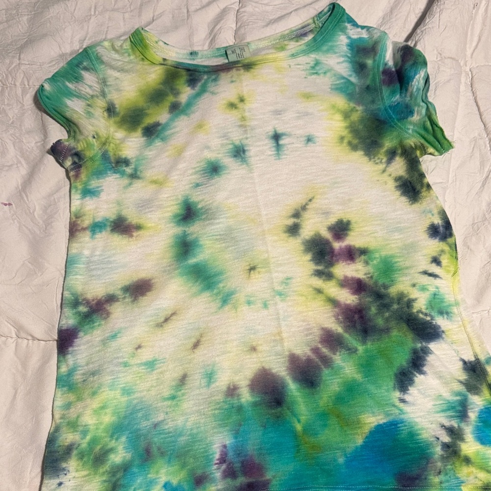 We The Free Tie-Dye Short Sleeve Tee - Green, Blue, Purple
